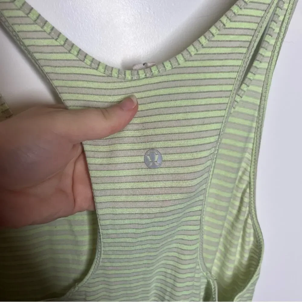 Lululemon Green & White Striped Racerback Tank Top Size 4